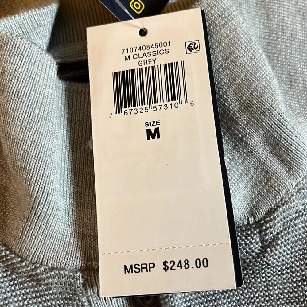 NWT! Men’s Polo by Ralph Lauren Wool, Silk and Cashmere Knit Polo. Lt. Gray Med